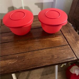 Tupperware Red Bowls with Lids New